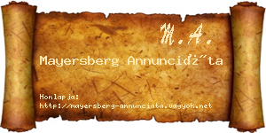 Mayersberg Annunciáta névjegykártya